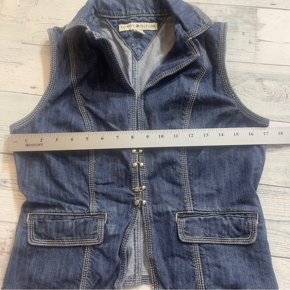 Tommy Hilfiger Medium Washed Denim Collared Vest Small - Picture 11 of 12
